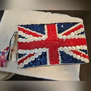 Union Jack Sequin Clutch